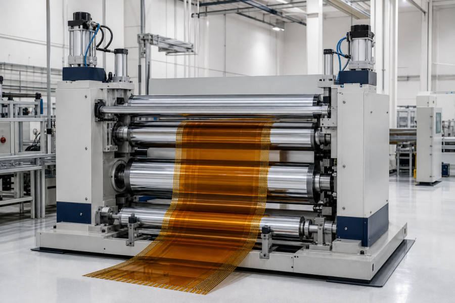 Gold finger tape calendering machine