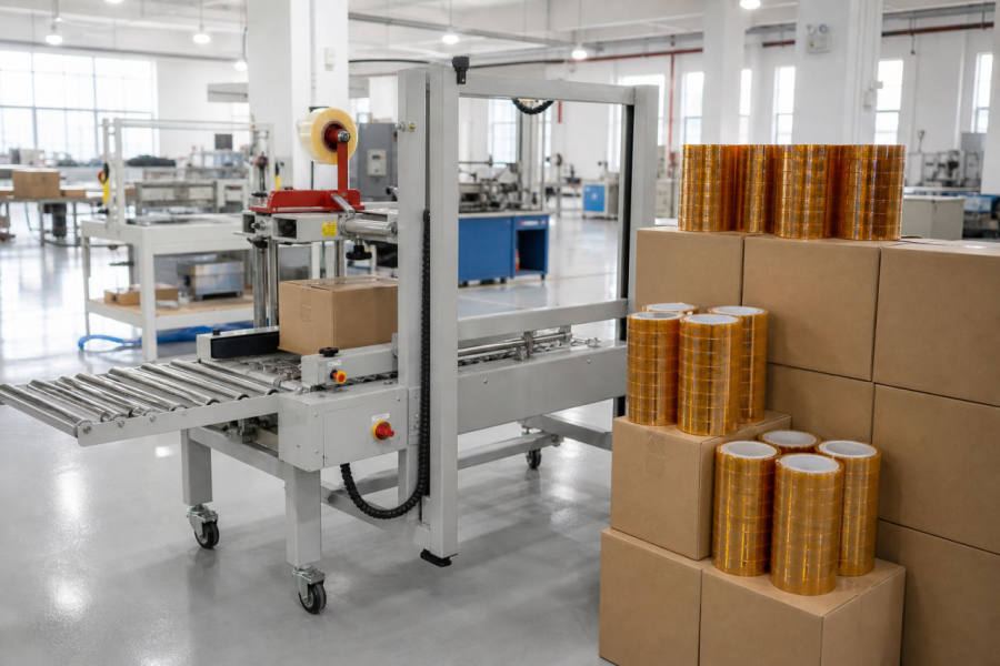 Gold finger tape packing line
