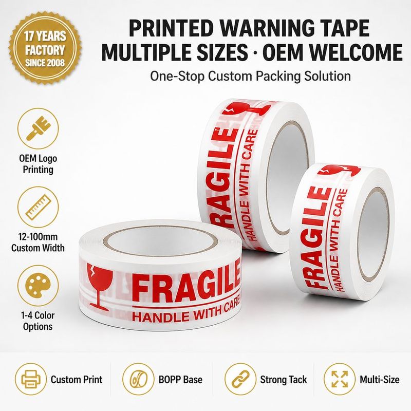 Custom printed logo BOPP waterproof packing tape with pressure sensitive acrylic adhesive