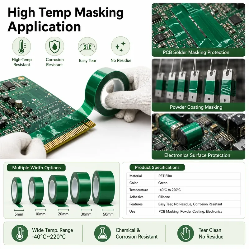 0.05mm Single-Sided Green PET Silicone Masking Tape view