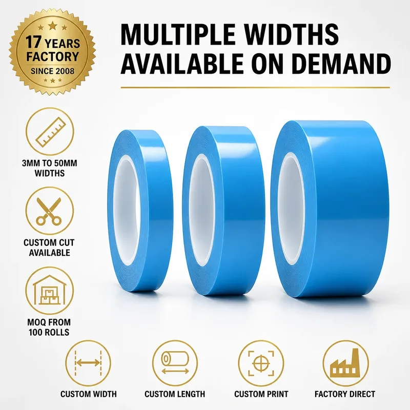 Fiberglass Cloth PET Film Blue Double Sided Thermal Tape 0.2mm Thickness Options for LED CPU Bonding Applications