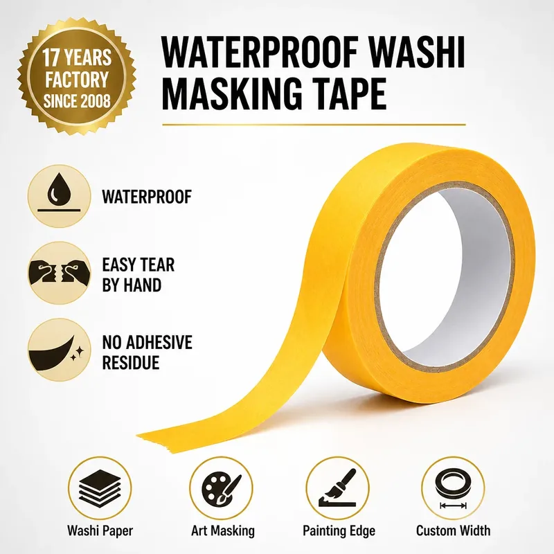 High Intensity Prismatic Paper Masking Tape Rubber Hot Melt Waterproof General Purpose for Wall Painting Clean Lines