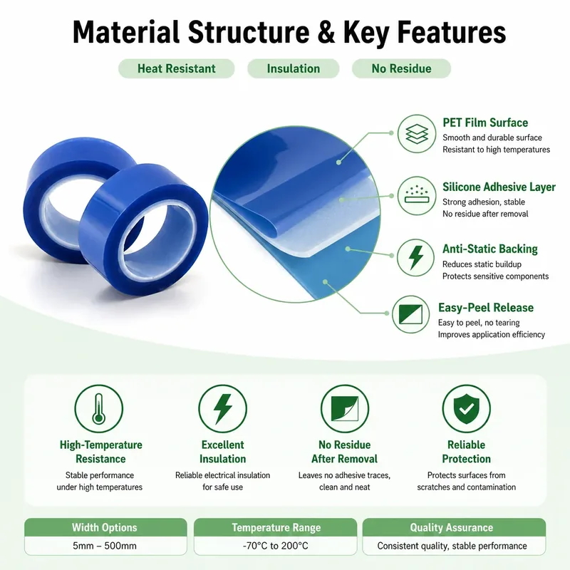 High Temperature Blue PET Masking Tape view