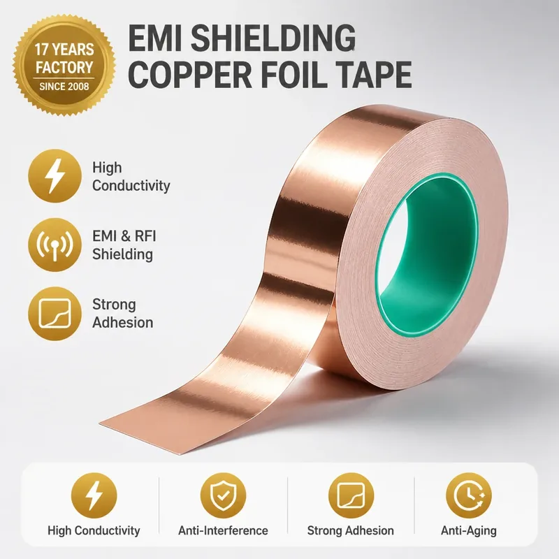 Single Sided Copper Foil Tape Heat Resistant Acrylic Adhesive Conductive Tape for Grounding and Electrical Repairs