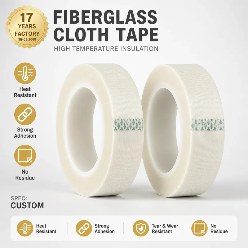 White Fiberglass Cloth Tape Heat Resistant Silicone Adhesive Tear Resistant 0 to 300 Degree Celsius
